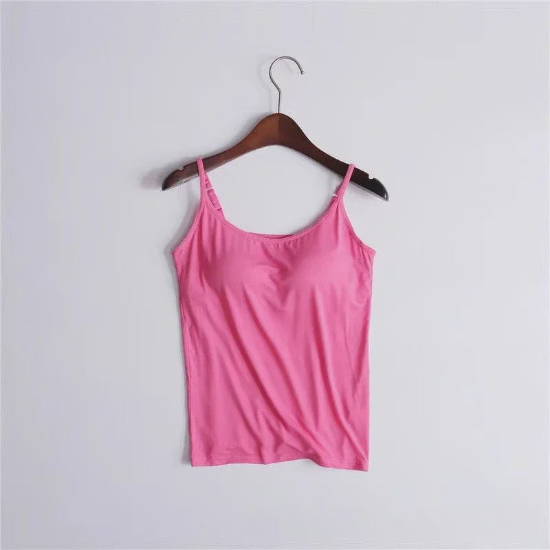 Dames Top met Ingebouwde Beha - Comfortabele Camisole Tanktop met Verstelbare Bandjes