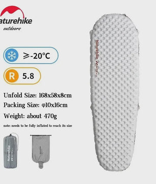 Naturehike Ultralichte Kampeerluchtmatras R-waarde 5.8 - Warm & Compact