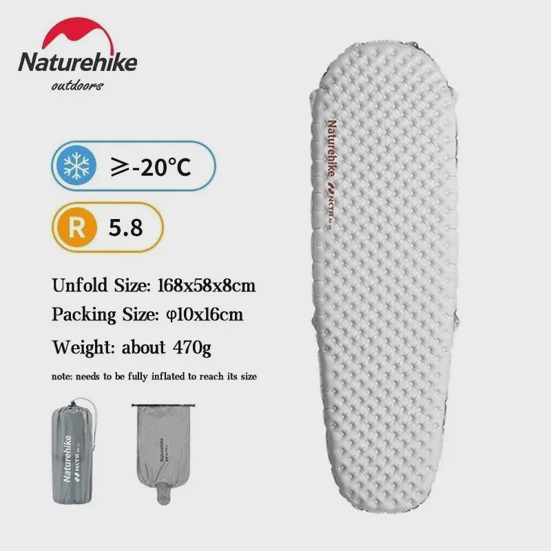 Naturehike Ultralichte Kampeerluchtmatras R-waarde 5.8 - Warm & Compact