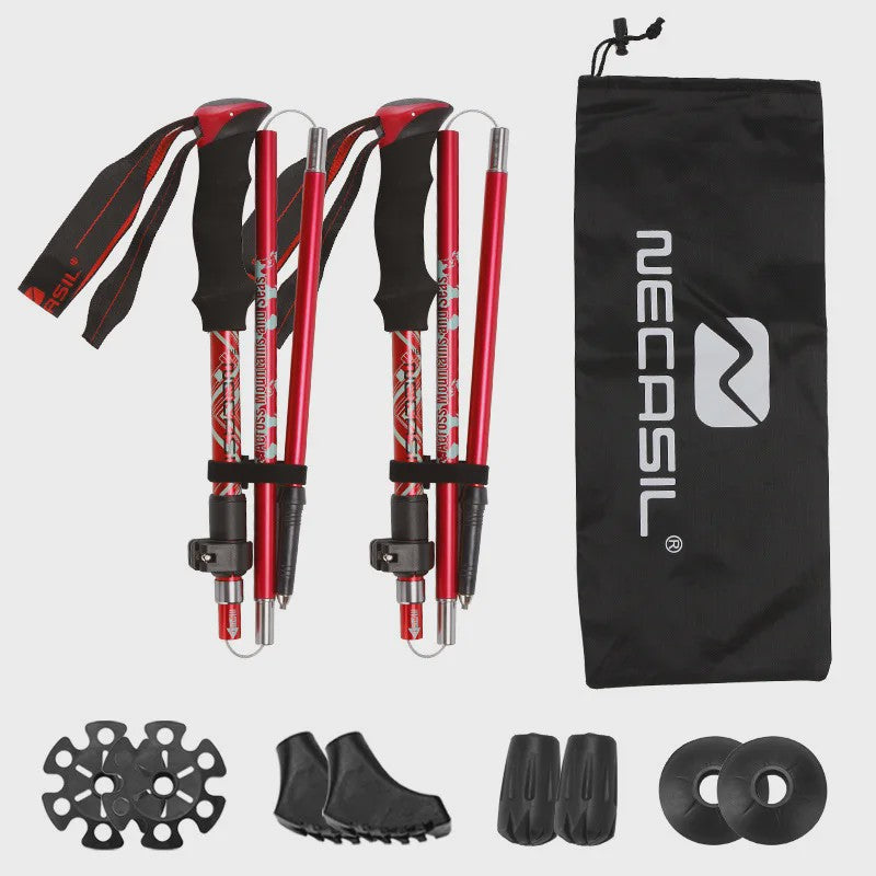 Set van 2 Ultralichte Opvouwbare Trekkingstokken - Telescopisch, Verstelbaar voor Wandelen, Outdoor & Camping