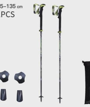 Pioneer Ultralichte Carbon Trekkingstokken - Opvouwbaar & Snel Sluitend (115-135cm)