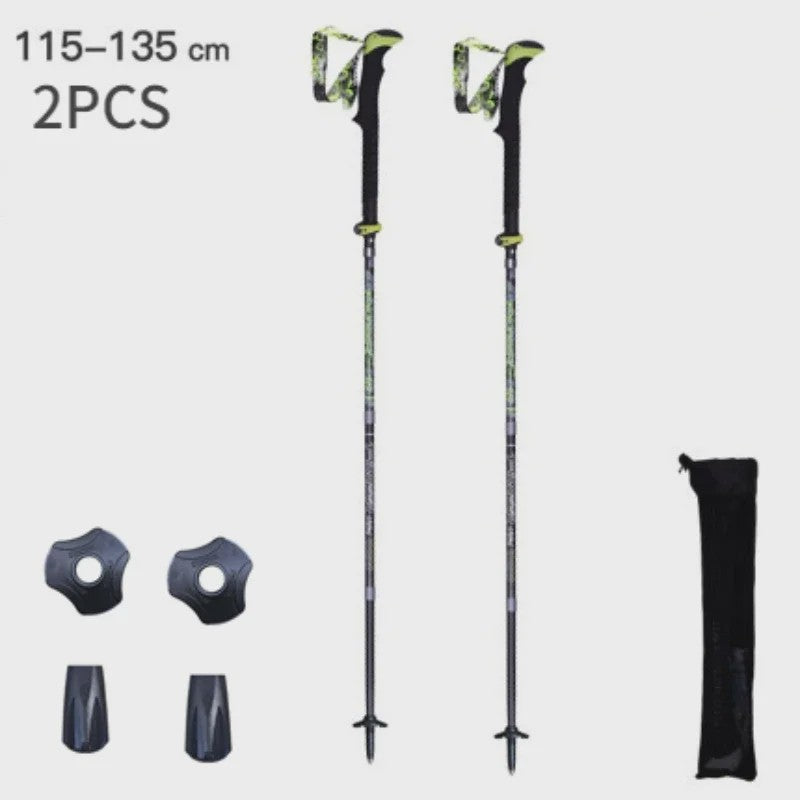 Pioneer Ultralichte Carbon Trekkingstokken - Opvouwbaar & Snel Sluitend (115-135cm)