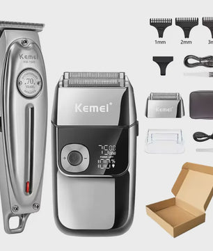 Kemei KM-1949 All Metal Hair Clipper & KM-2028 Shaver Set - Professioneel Draadloos Trimmer & Scheerapparaat