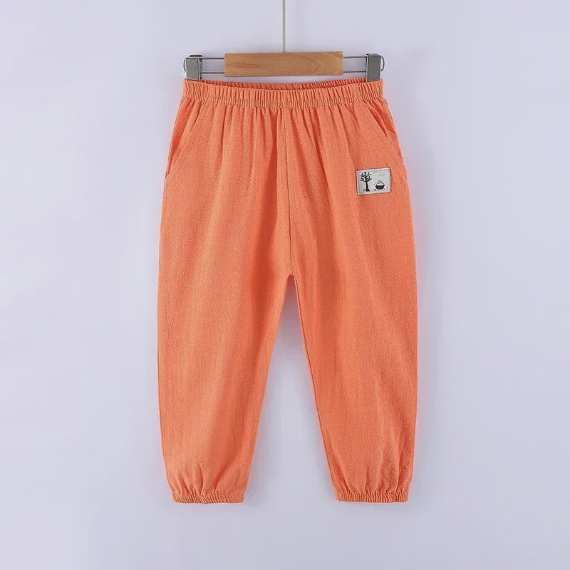 Linnen Kinderbroeken voor Jongens en Meisjes - Zomerse Lange Broek met Elastische Taille (100-160cm)