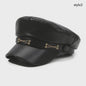 Klassieke Zwarte PU Lederen Baret met Vizier - Retro Stijl Pet voor Dames