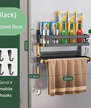 Magnetische Koelkast Organizer met 2-3 Lagen, Keukenopslag en Handdoekhouder