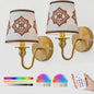 Draadloze Wandlamp Goud met Afstandsbediening & 15 Kleuren LED - Oplaadbaar, Dimbaar, Stoffen Kap