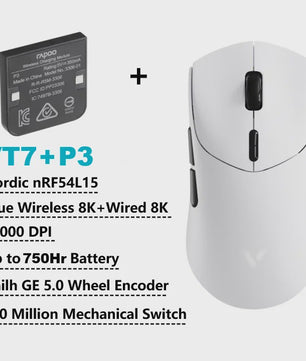 Rapoo VT7 MAX Draadloze Gaming Muis: 8K Polling Rate, Ultralicht & 750u Batterij