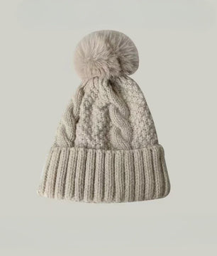 Warme Gebreide Wintermuts met Pluche Pompom - Stijlvol & Veelzijdig