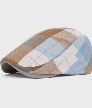 Vintage Heren Oktagonale Pet - Stijlvolle Visgraat & Streep Casual Hoed voor Dagelijks Gebruik