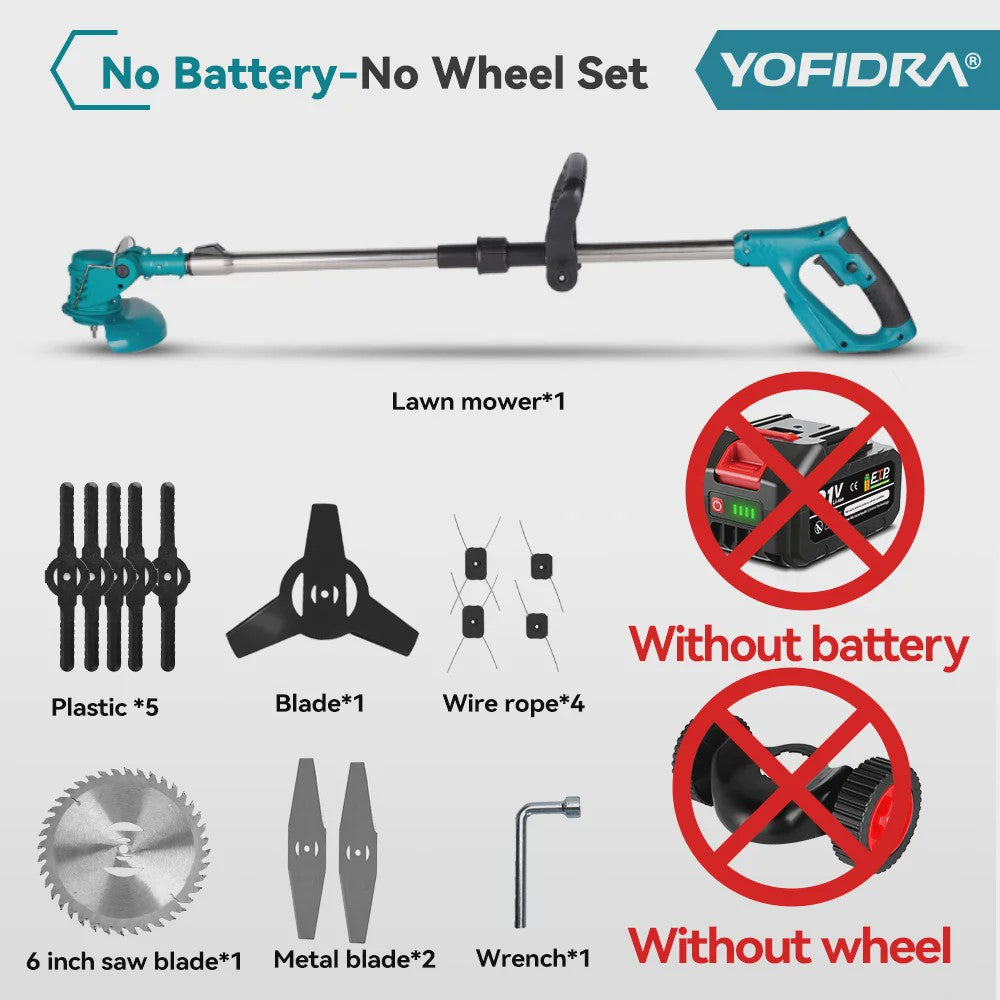 YOFIDRA Accu Grasmaaier & Trimmer - 100-135cm Verstelbaar - Makita 21V Batterij Compatibel