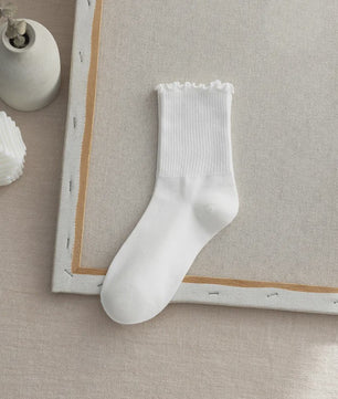 Dames Sokken met Ruche Rand - Comfortabel & Ademend - 6 Paar Set
