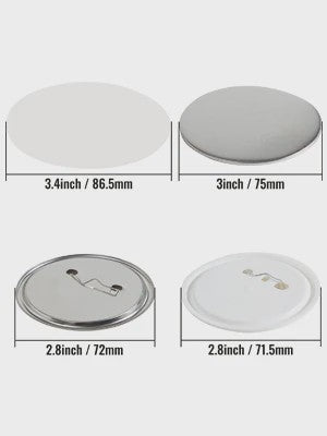 Set van 200/500 Button Badge Onderdelen: Metaal & Plastic Pin Badges in 25/32/58/75mm