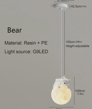 Creatieve LED Hanglamp met Cartoon Dieren - Slaapkamer & Kinderkamer Decoratie