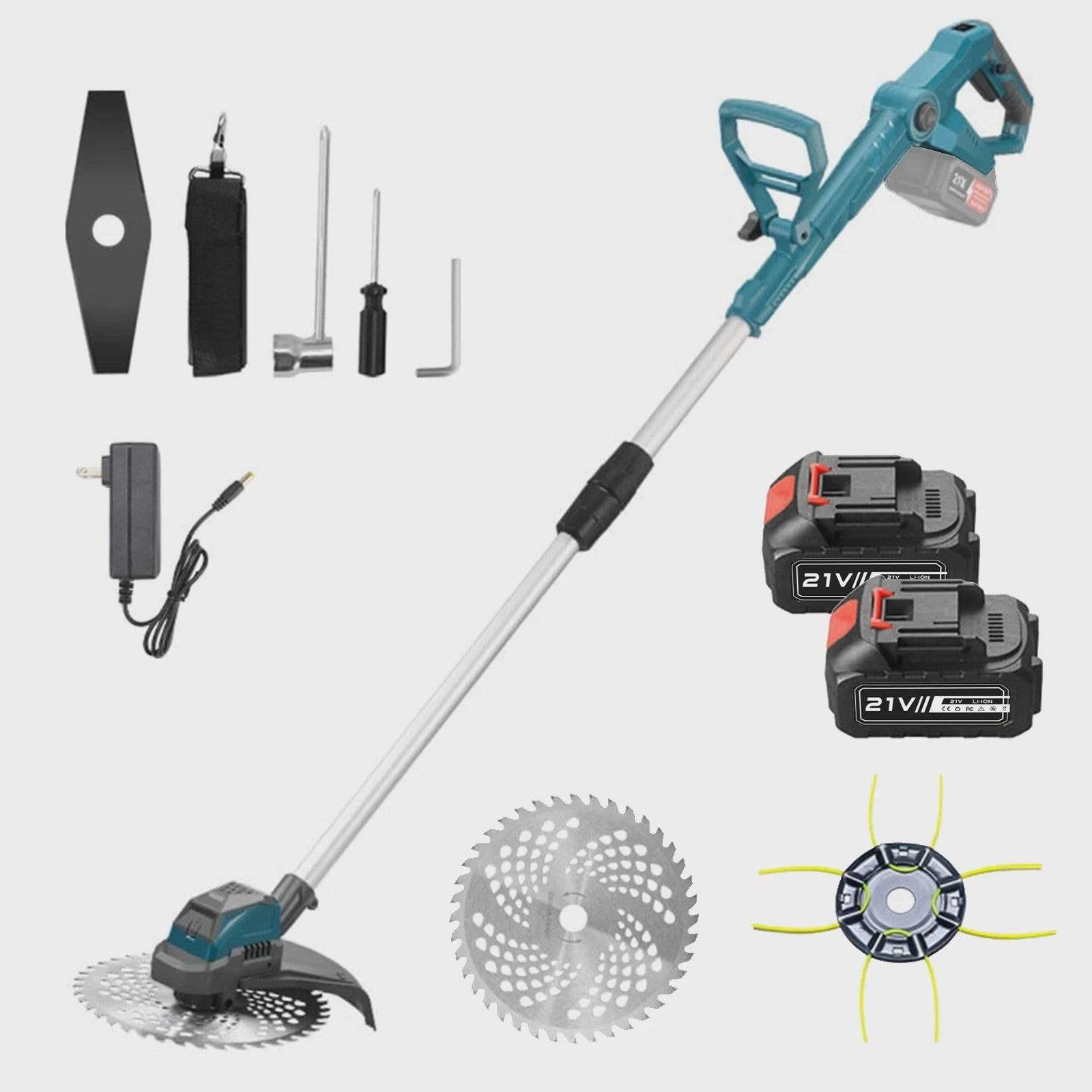 Draadloze Grasmaaier & Trimmer 9-Inch 300W - Telescopisch & Borstelloos