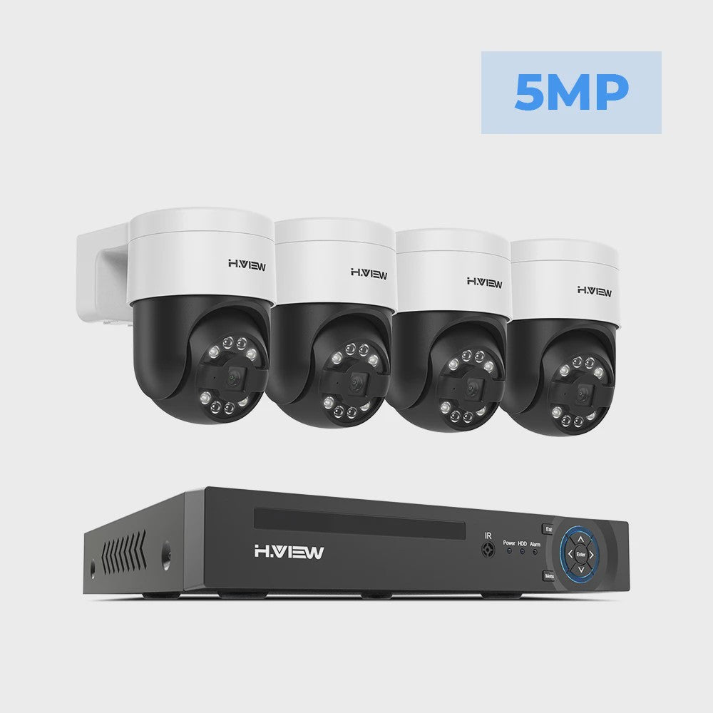 H.VIEW 8-Kanaals 4K/8MP Beveiligingscamera Systeem met PTZ & Humanoid Detectie - Complete Kit