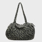 Ruime Canvas Schoudertas met Luipaardprint - Stijlvolle Tote Bag voor Dames