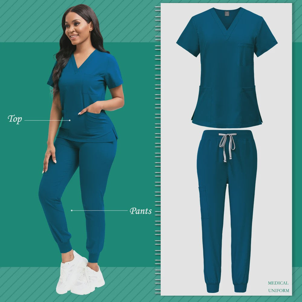 Comfortabele Dames Scrub Set - Medische Werkkleding Top & Broek