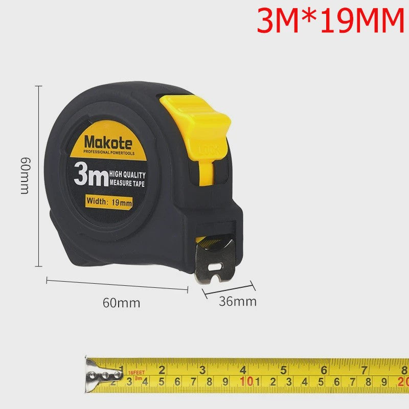 Precisie Rolmaat 3M/5M/7.5M/10M - Slijtvast Rubberized Staal met Intrekbare Band