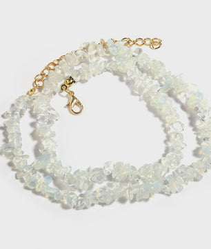 Unieke Natuursteen Choker Ketting - Onregelmatige Kristal & Aquamarijn Chips