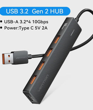 Vention 5-Poorts USB 3.2 Gen2 Hub met 10Gbps Snelheid - USB-A & Type-C Multiport Adapter