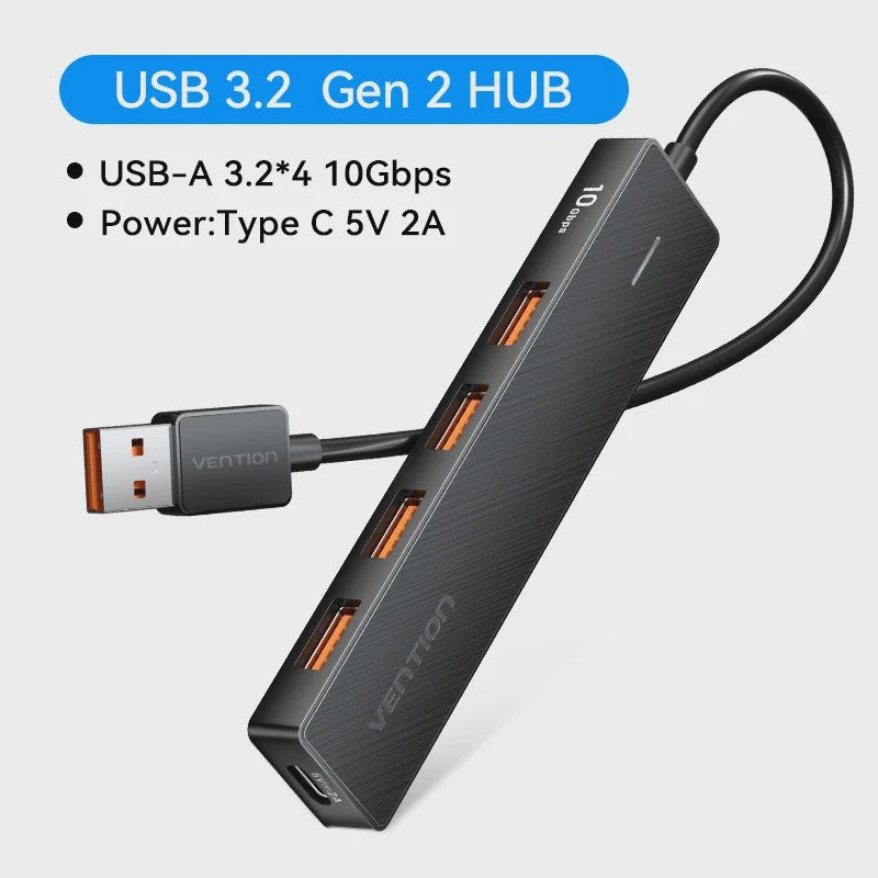 Vention 5-Poorts USB 3.2 Gen2 Hub met 10Gbps Snelheid - USB-A & Type-C Multiport Adapter