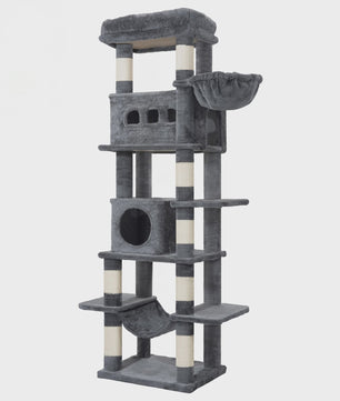 Grote Kattenboom 170 cm - Multi-Level Krabpaal met Ruim Zitplateau & Wasbare Mat - Geschikt voor Maine Coons
