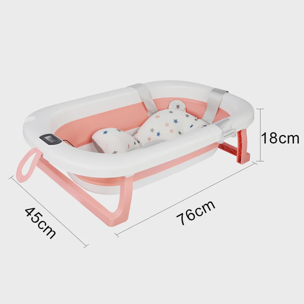 Opvouwbaar Babybadje met Thermometer & Badmat - 0-36 Maanden