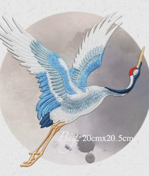 Geborduurde Kraanvogel Patches - Strijk- of Naaibaar voor Kledingdecoratie