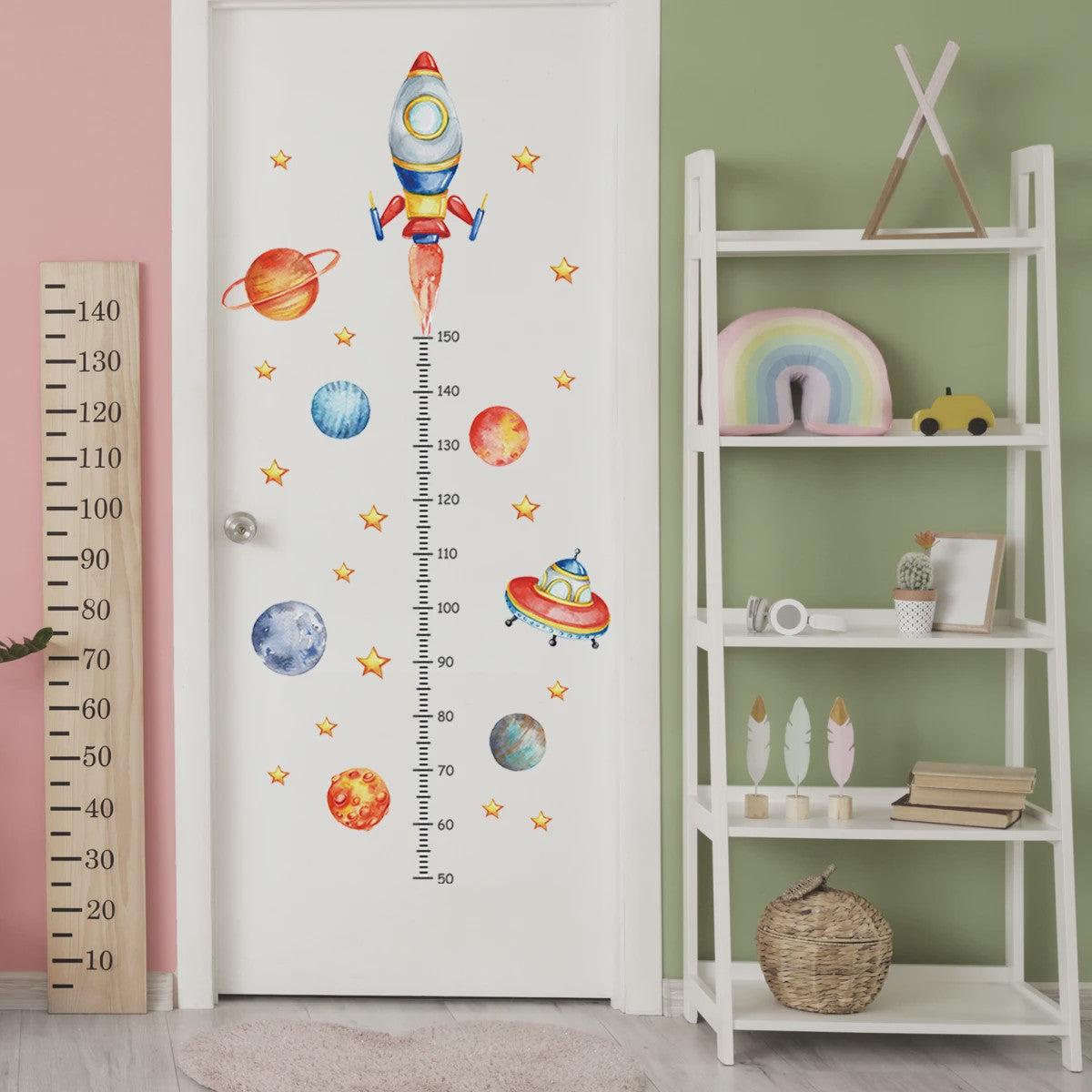 Vrolijke Groeimeter Muursticker met Safari Dieren - Perfect voor de Kinderkamer