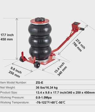 Pneumatische Krik 3 Ton / 5 Ton - Dubbele Balg Air Jack voor Snel en Veilig Hefwerk