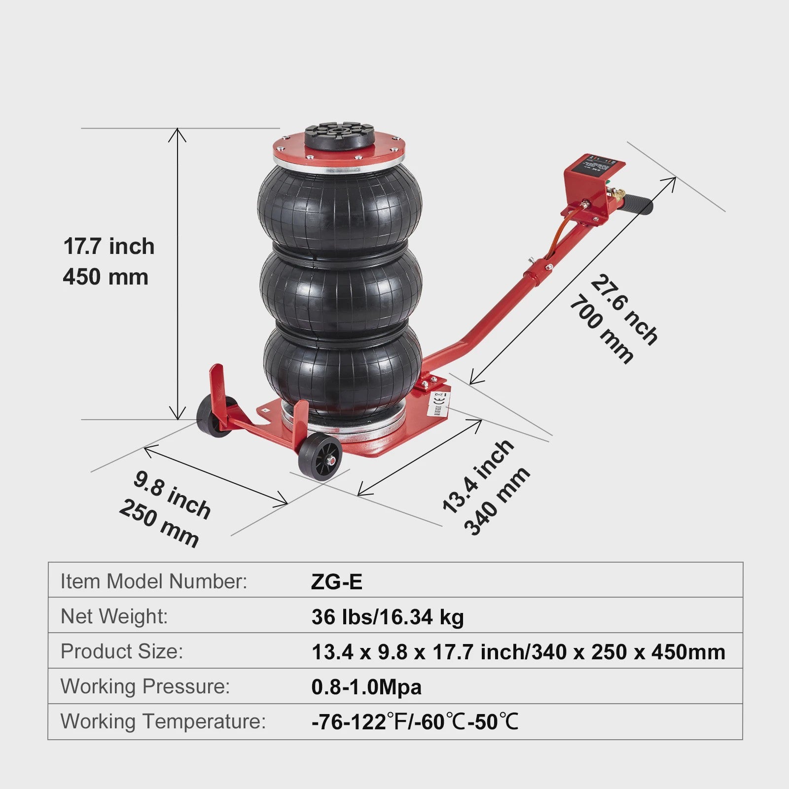 Pneumatische Krik 3 Ton / 5 Ton - Dubbele Balg Air Jack voor Snel en Veilig Hefwerk