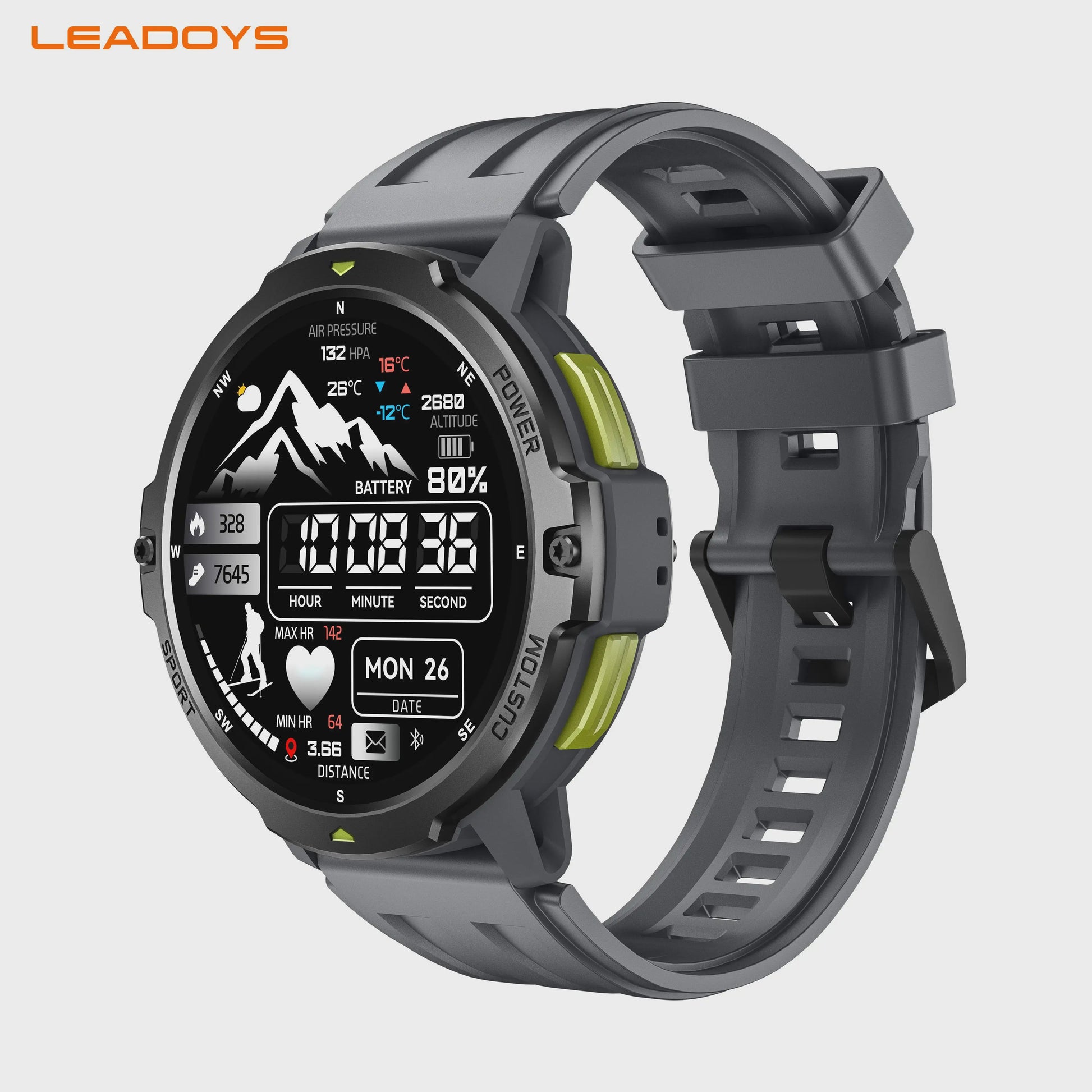 LEADOYS C31 GPS Smartwatch Heren - Outdoor Fitness, Zwemmen & Hardlopen met Hartslagmeter