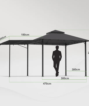 Luxe Tuinpaviljoen met Uitschuifbare Zijluifel, Dubbel Dak & Muggennet