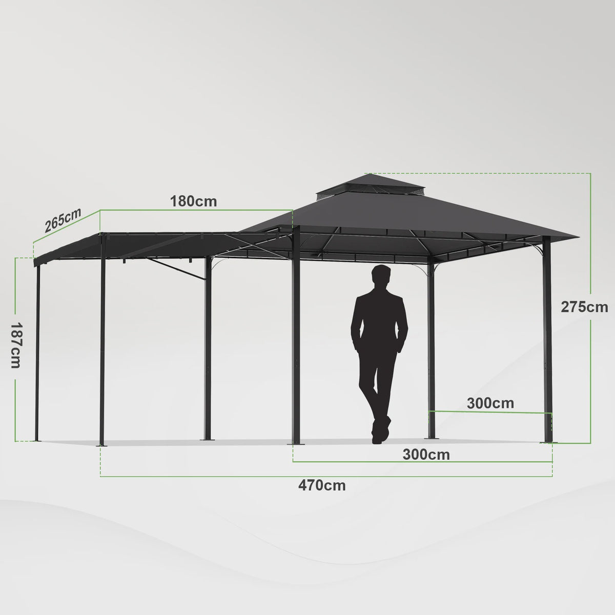 Luxe Tuinpaviljoen met Uitschuifbare Zijluifel, Dubbel Dak & Muggennet