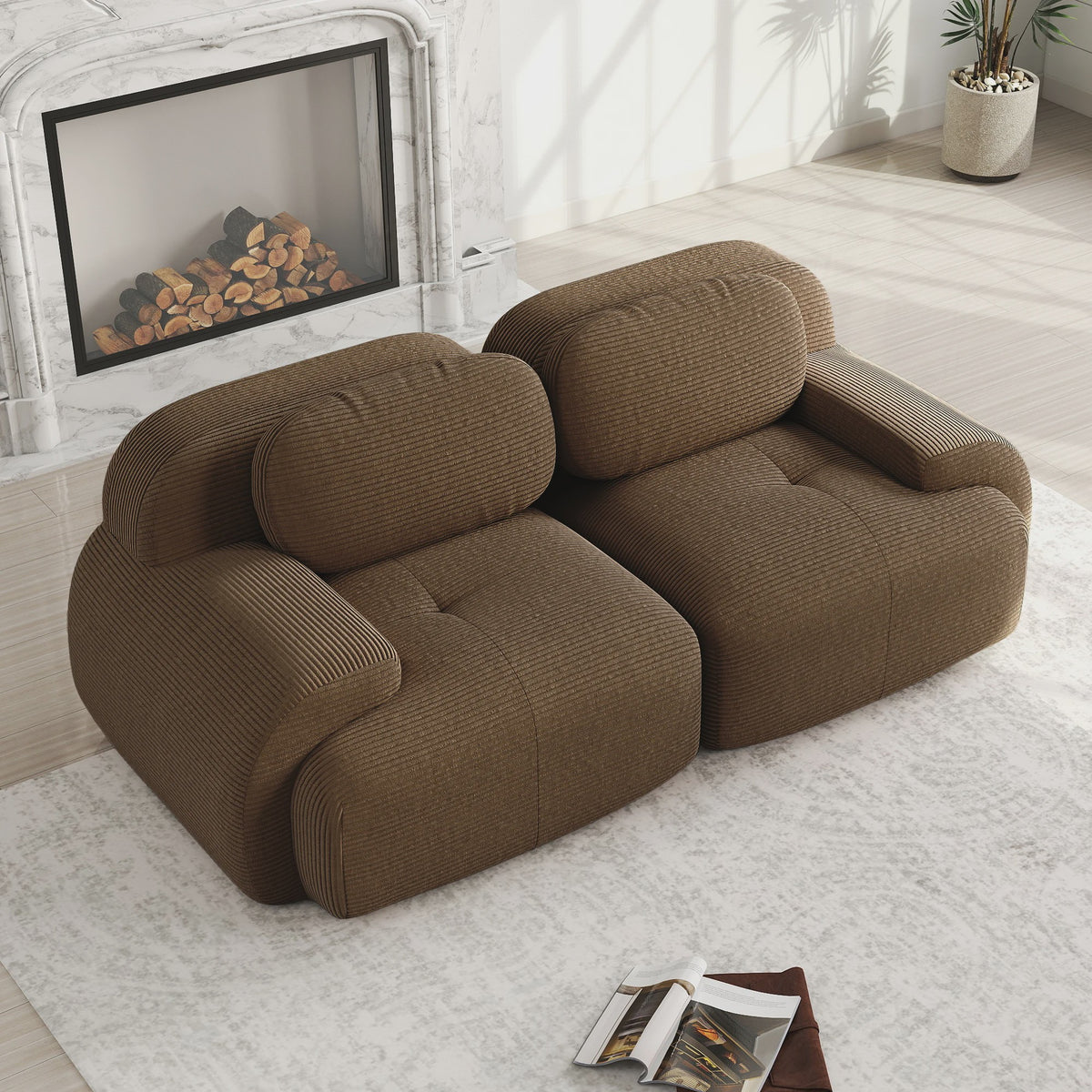 Luxe 82'' Loveseat Bank met Gebogen Armleuningen en Hoge-elastische Bekleding