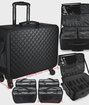 Professionele Make-up Trolley Koffer - Grote Capaciteit & Flexibele Indeling