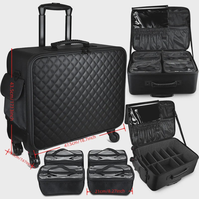 Professionele Make-up Trolley Koffer - Grote Capaciteit & Flexibele Indeling