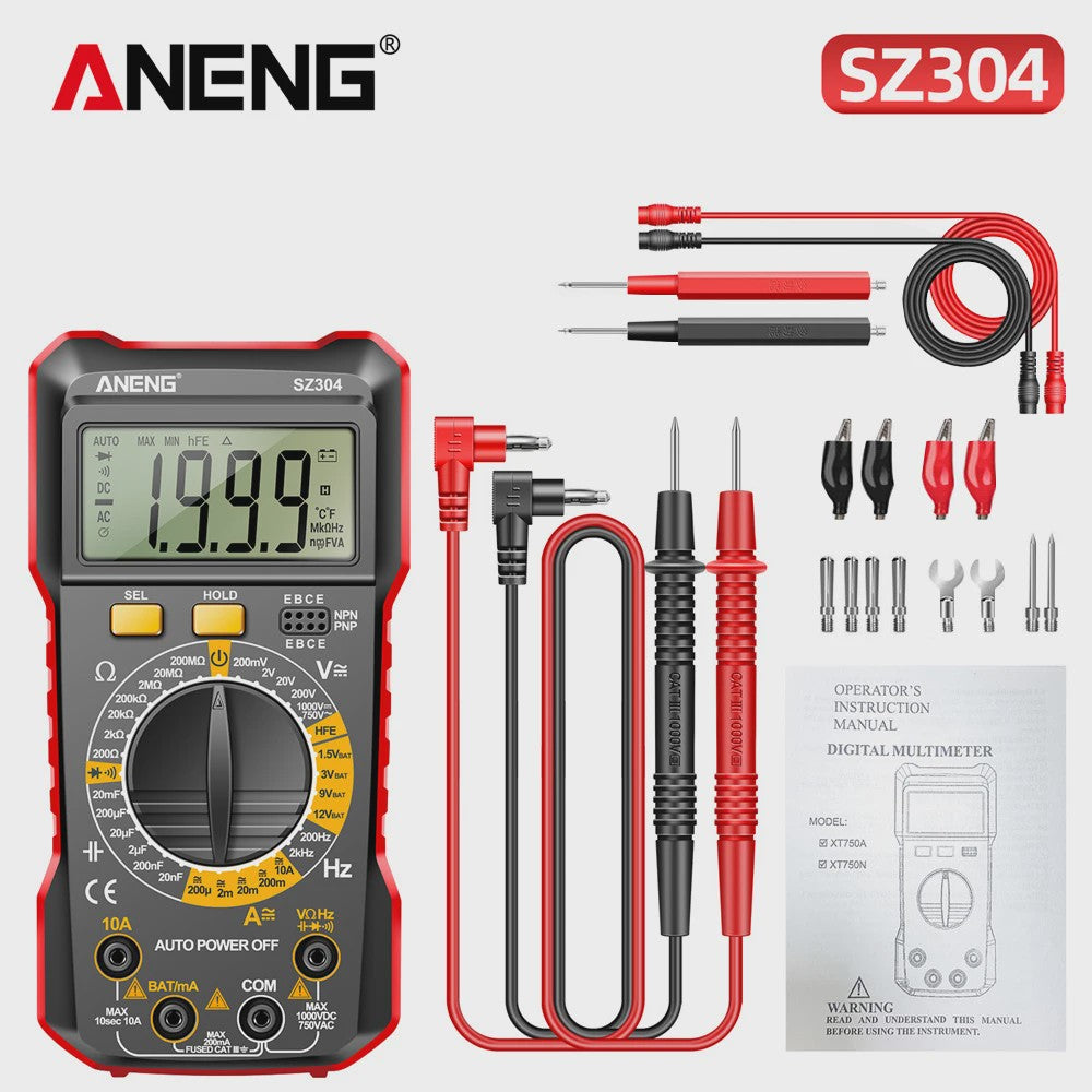 ANENG SZ304 Digitale Multimeter: Hoge Precisie AC/DC Spanning, Stroom, Weerstand & NCV Tester