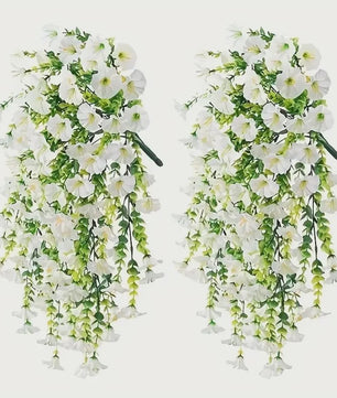 2x Kunstplant Ochtendgloren & Eucalyptus Hangdecoratie - UV-bestendig, Weerbestendig voor Buiten, Tuin, Huis & Bruiloften