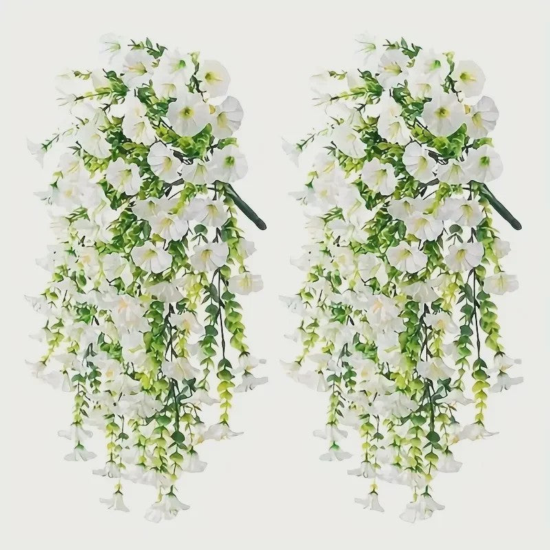 2x Kunstplant Ochtendgloren & Eucalyptus Hangdecoratie - UV-bestendig, Weerbestendig voor Buiten, Tuin, Huis & Bruiloften