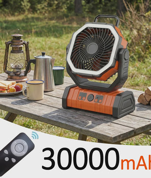 Oplaadbare Camping Ventilator met LED Licht & Afstandsbediening - 100 Uur Runtime