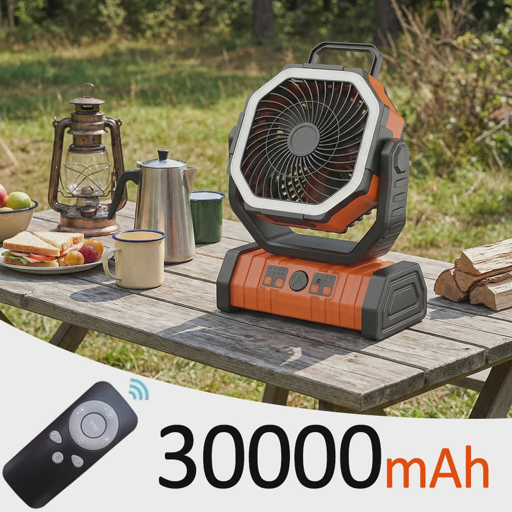 Oplaadbare Camping Ventilator met LED Licht & Afstandsbediening - 100 Uur Runtime