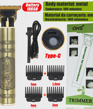OHS Vintage Oplaadbare T9 Baardtrimmer & Haarsnijmachine - Professionele Draadloze Scheerapparaat voor Mannen