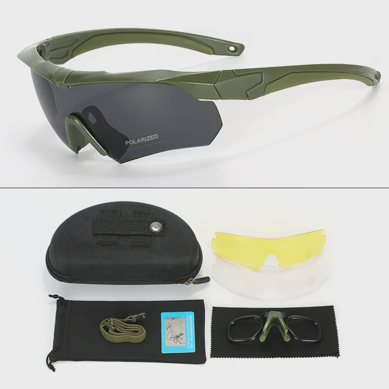 Tactische Bril Set - Airsoft, Motor, Outdoor - 3 Lenzen & Beschermhoes