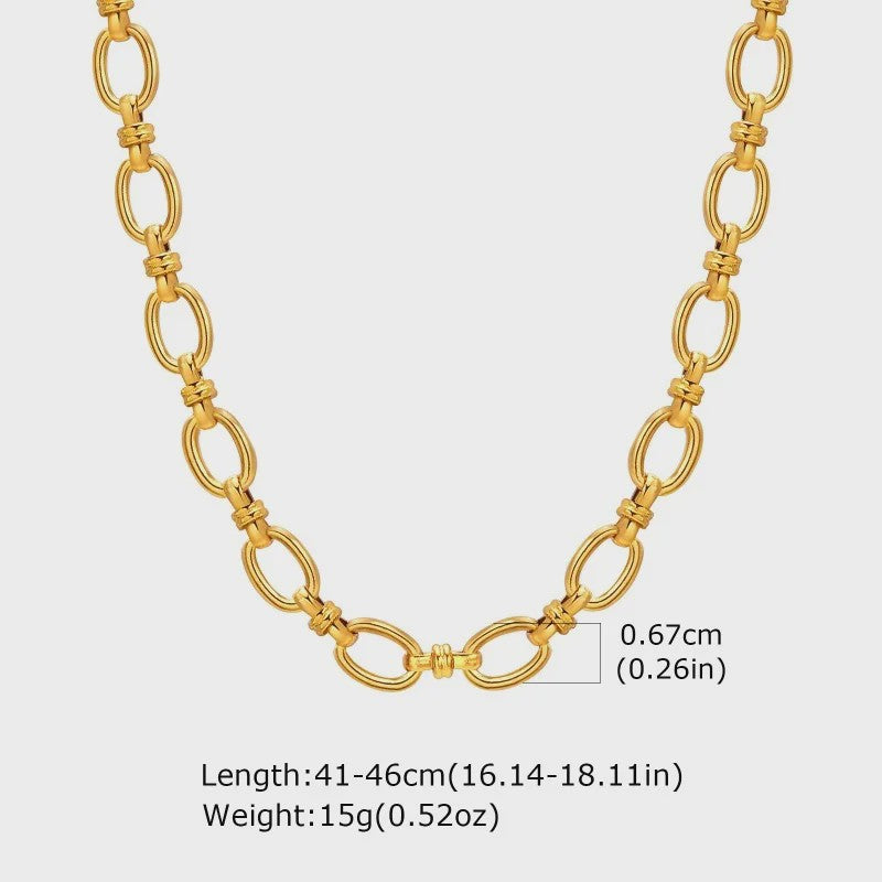 Chunky Gouden Halsketting Dames - Roestvrij Staal Dikke Ovalen Schakelketting Choker