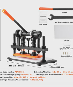Handmatige Leer Snijmachine & Embossing Machine met Verstelbare Druk
