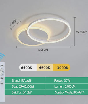 Moderne LED Plafondlamp Chandelier - Dimbare Ring Lamp voor Woonkamer & Slaapkamer