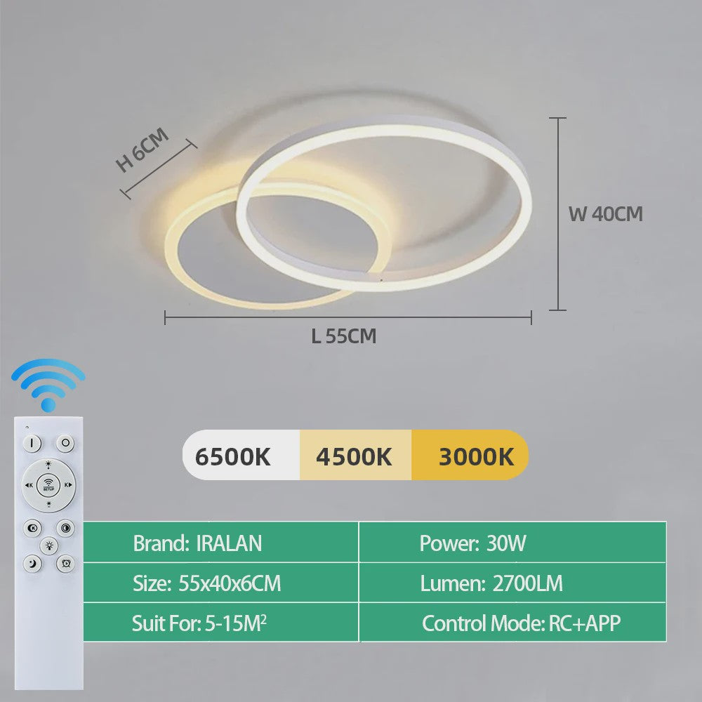 Moderne LED Plafondlamp Chandelier - Dimbare Ring Lamp voor Woonkamer & Slaapkamer