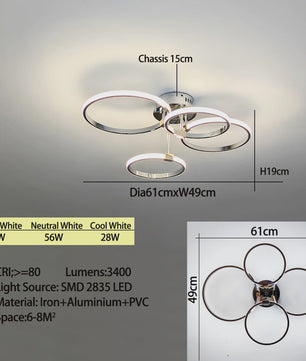 Moderne LED Plafondlamp Kroonluchter - Dimbaar, Goud/Chroom/Zwart